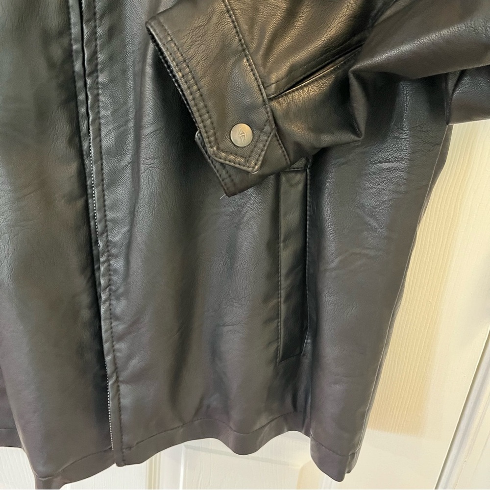 Cozy Dockers Bomber Moto Racing Jacket Faux Leather Brown Quilted Lining Size L - Picture 8 of 14